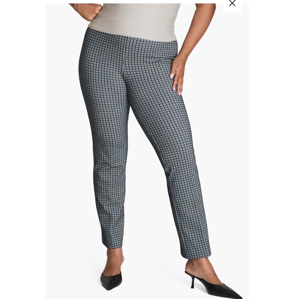 NWT Spanx Ponte Slim Straight Pants Womens Black White Mini Collier 3XT 3X Tall